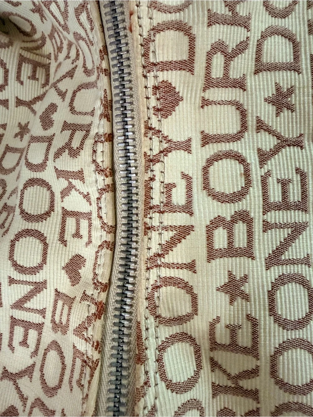 Vintage Dooney & Bourke Full Name Logo Canvas Shoulder Bag Brown Leather